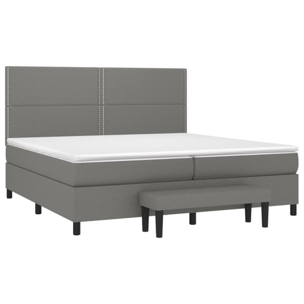 Ramsäng med madrass mörkgrå 200x200 cm tyg