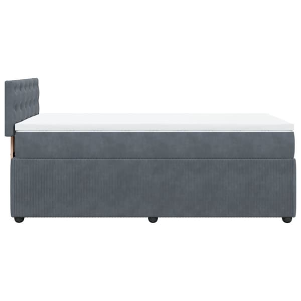Ramsäng med madrass mörkgrå 90x190 cm sammet