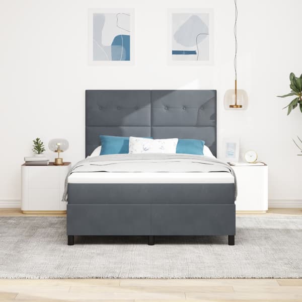 Bäddfjäder med madrass Mörkgrå 140 x 200 cm Sammet