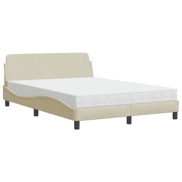 Bed with Mattress "Dover" Cream 140x200 cm Fabric