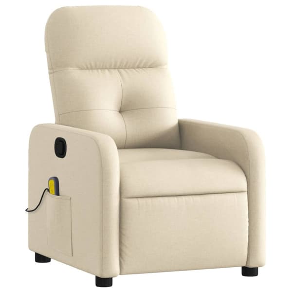Massagefåtölj krämfärgad tyg
