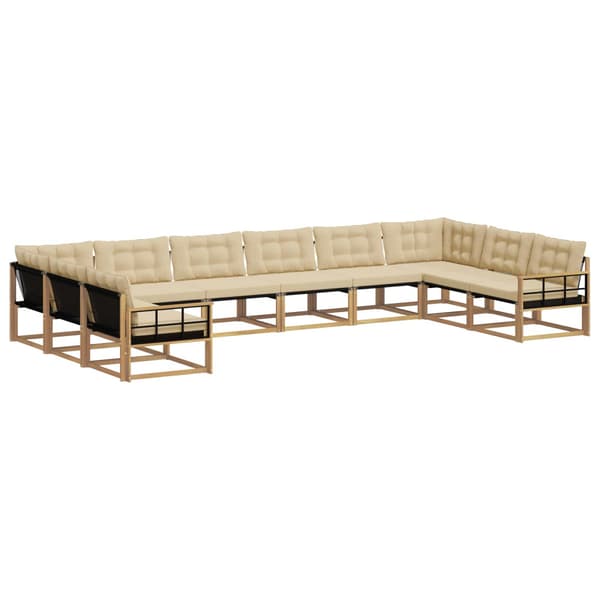 Utomhussoffset med kudde 10 pcs Vit och Beige