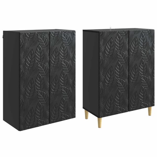Skåpset 2 pcs Svart Konstruerat trä