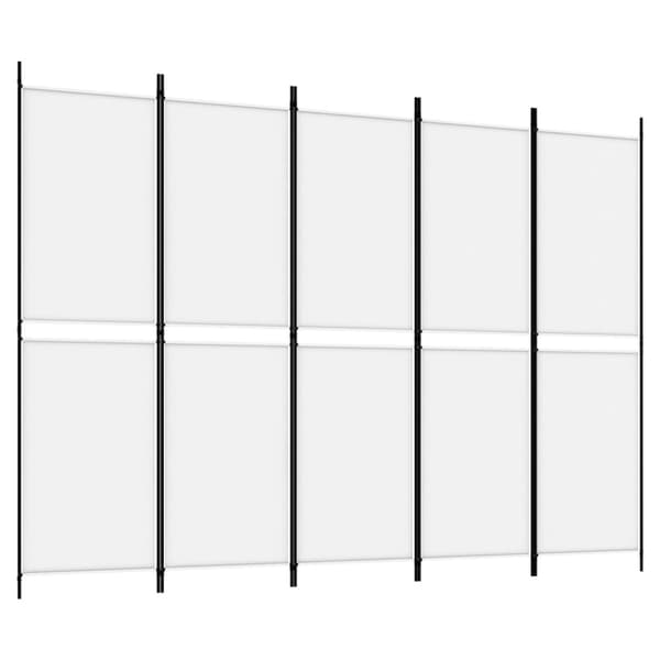 Rumsavdelare 5 paneler vit 250x180 cm tyg