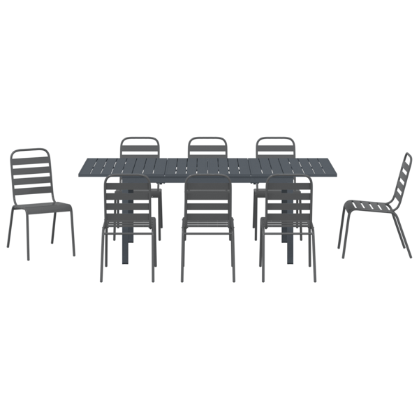 Trädgårdsmöbelset 9 pcs Antracit Pulverlackerad stål