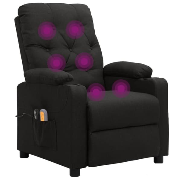 Elektrisk massagefåtölj svart tyg