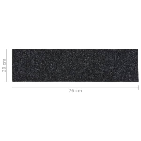 Trappmattor självhäftande 15 st 76x20 cm svarta rektangulära