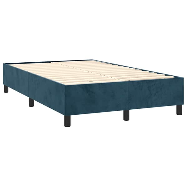 Ramsäng med madrass & LED mörkblå 120x200 cm sammet