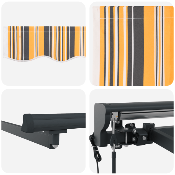 Markisram Gul och Grå 400 × 300 cm Polyester med PU-beläggning