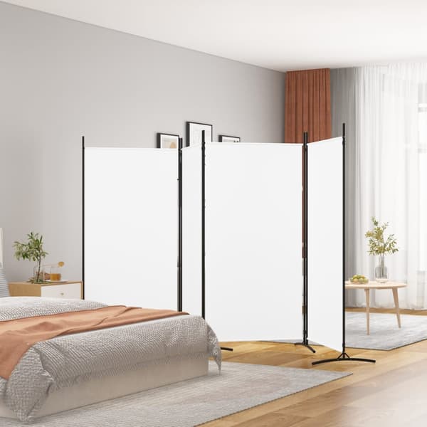 Rumsavdelare 4 paneler vit 346x180 cm tyg