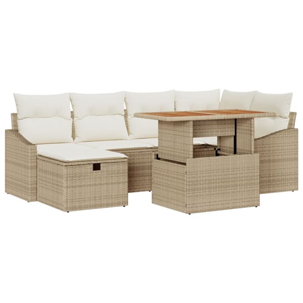 Trädgårdsoffset 7 pcs Beige konstrotting