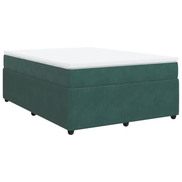 Ramsäng med madrass mörkgrön 140x190 cm sammet