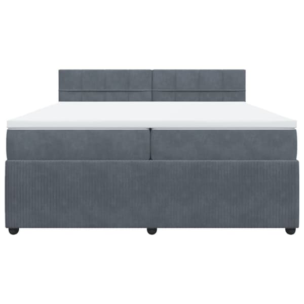 Ramsäng med madrass mörkgrå 200x200 cm sammet
