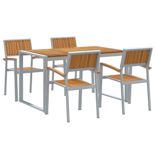 Trädgårdsmöbelset 5 pcs Grå Massivt Akaciaträ