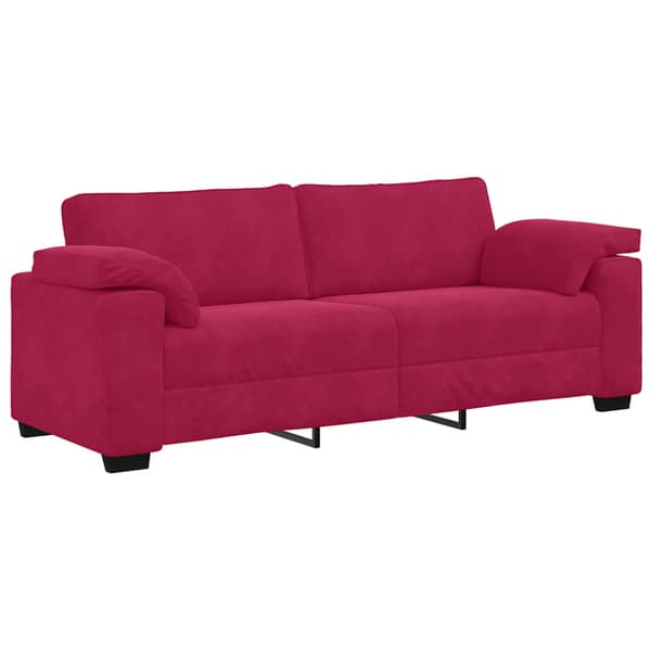 3-sitssoffa vinröd 220x77x82 cm sammet