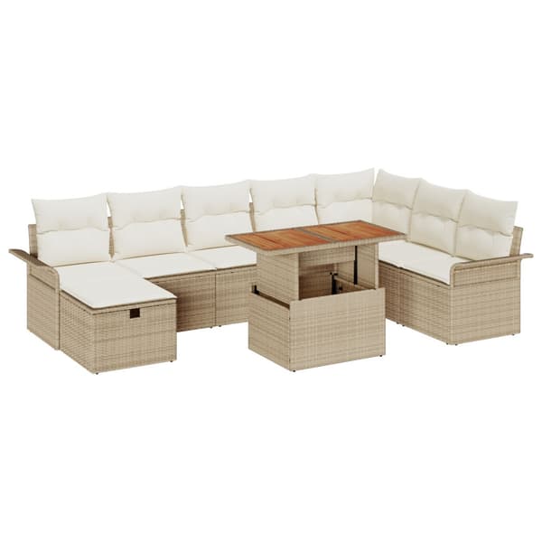 Trädgårdsoffset 9 pcs Beige konstrotting