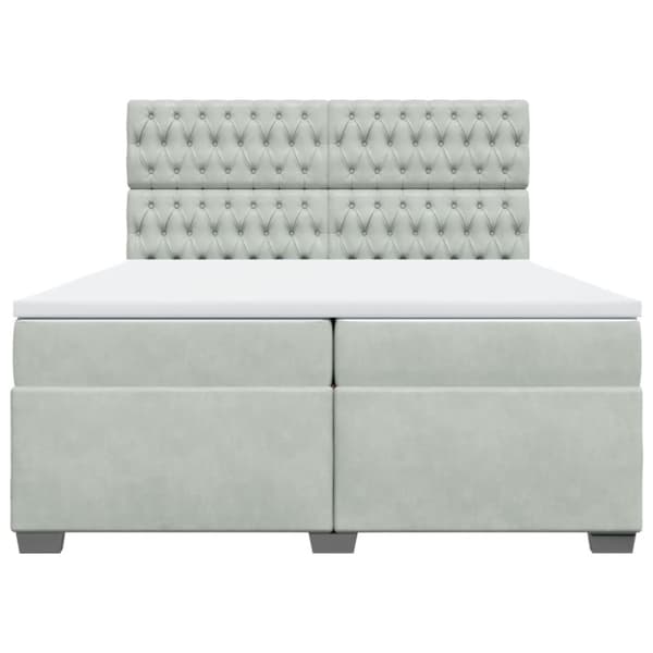 Ramsäng med madrass ljusgrå 200x200 cm sammet