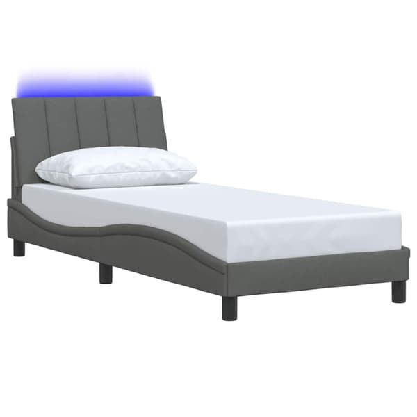 Bed Frame without Mattress "Hanko" Dark Grey 80x200cm Fabric