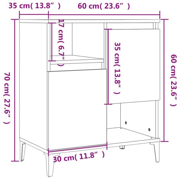 Byrå vit 60x35x70 cm konstruerat trä
