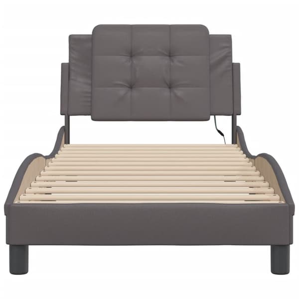 Bed Frame with LED without Mattress "Zadar" Grey 90x200 cm