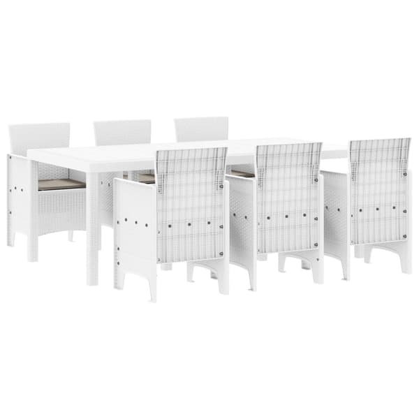 Trädgårdsmöbelset 7 pcs Vit Polypropylen