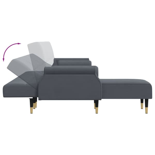 L-formad soffa mörkgrå 271x140x70 cm sammet