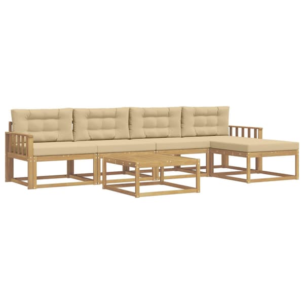 Utomhussoffset 6 pcs Vit och Beige 79 x 79 x 37 cm Polyester