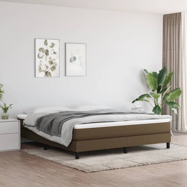 Boxspring-sängram mörkbrun 160x200 cm tyg