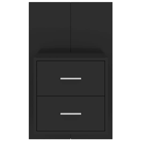 Väggmonterat sängbord svart