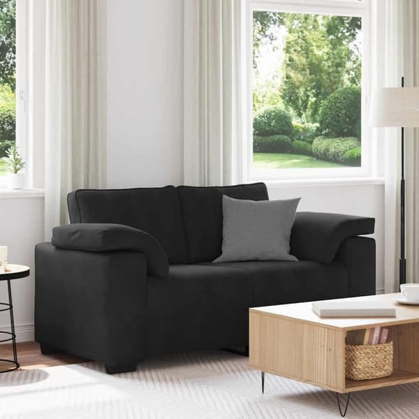 Loveseat soffa svart 160x77x82 cm sammet