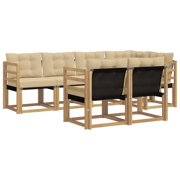 Utomhussoffset med kudde 7 pcs Vit och Beige