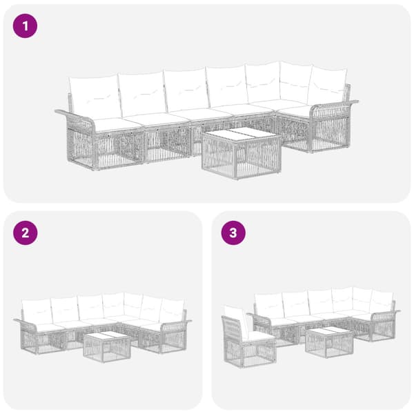 Trädgårdsoffset 7 pcs Grå konstrotting