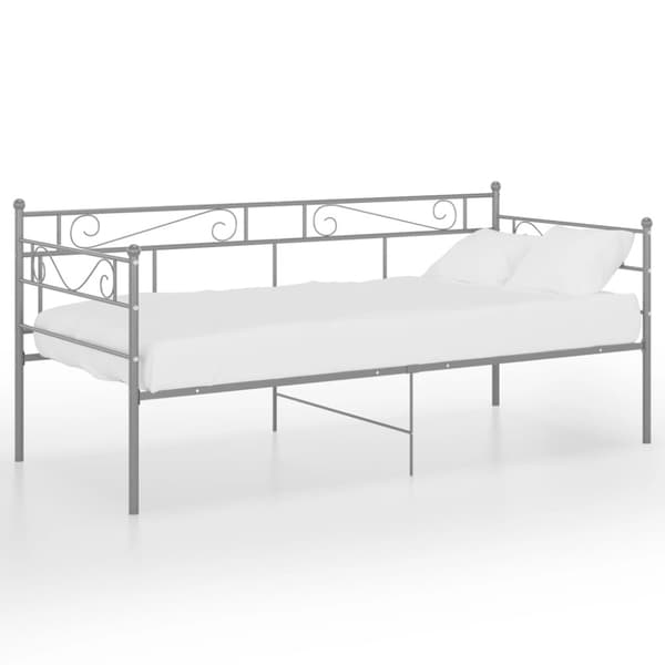 Sängram bäddsoffa grå metall 90x200 cm