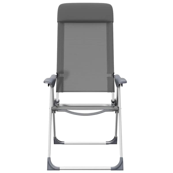 Hopfällbara campingstolar 2 st aluminium grå