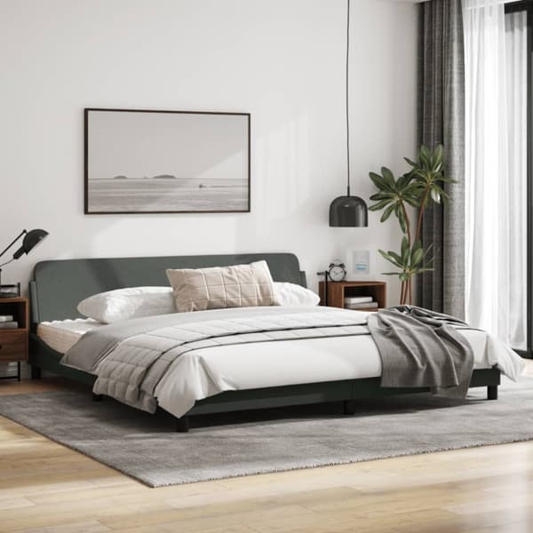 Bed Frame "Dover" Dark Grey 200x200 cm Fabric