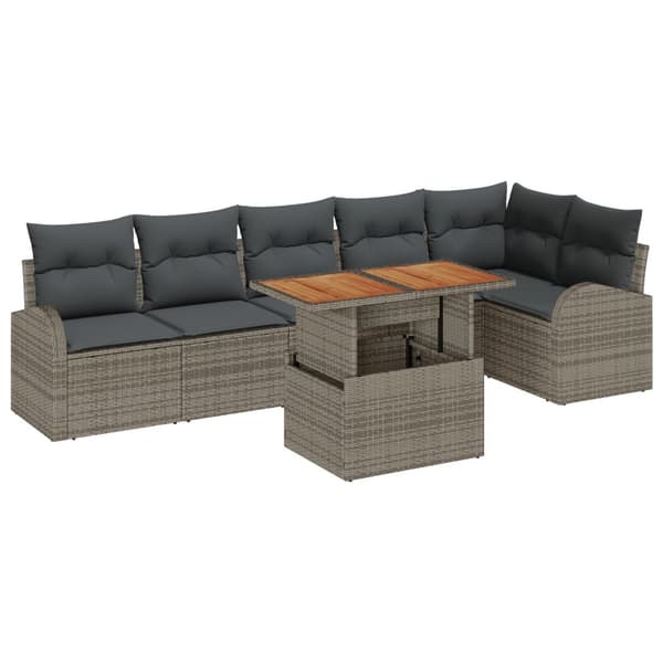 Trädgårdsoffset med lagring 7 pcs Grå Poly rattan