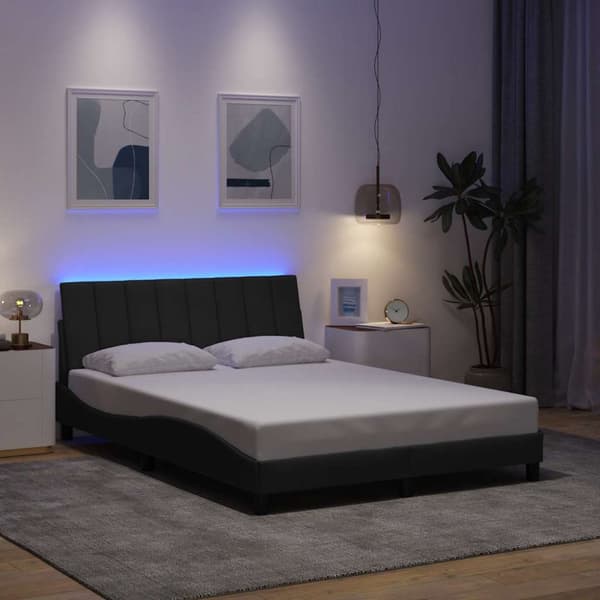 Bed Frame without Mattress "Hanko" Dark Grey 120x200cm Fabric