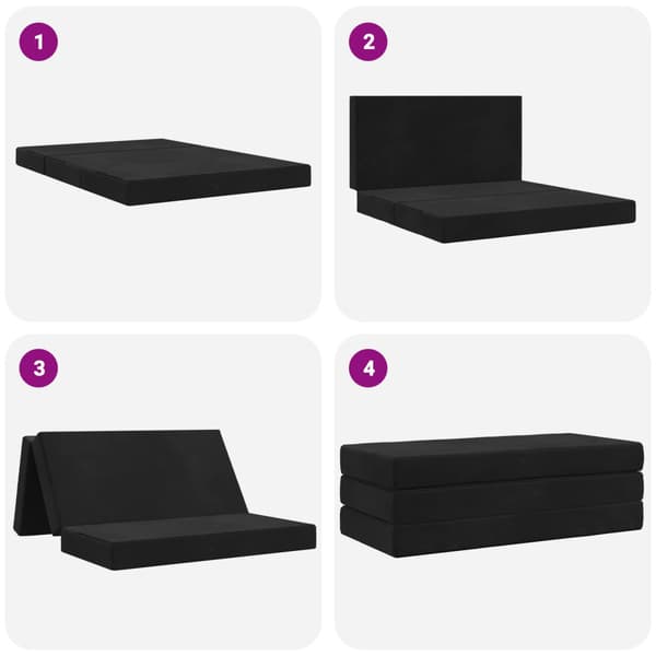 Fällbar Soffbed 160 x 67 x 45 cm Svart