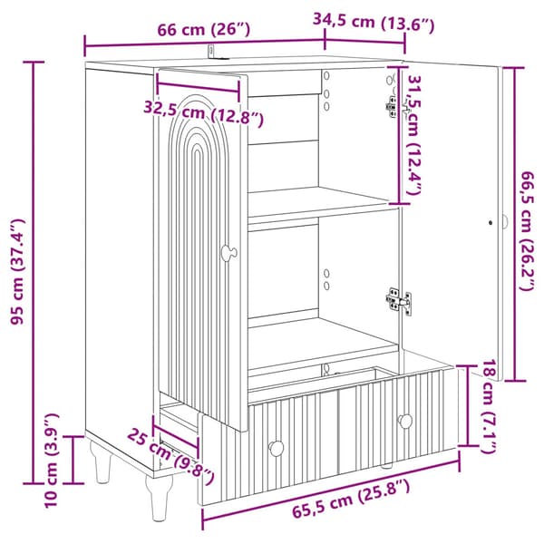 Sideboard Vit högglans 66 x 34,5 x 95 cm Konstruerat trä