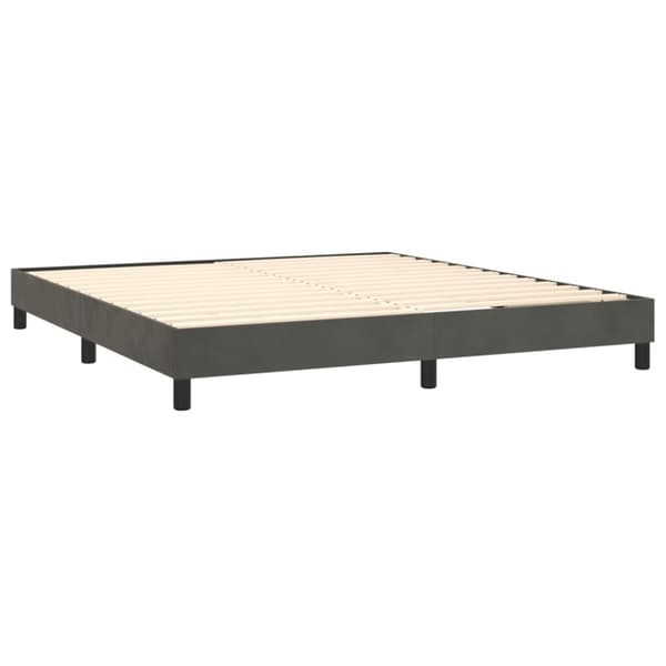 Ramsäng med madrass mörkgrå 160x200 cm sammet