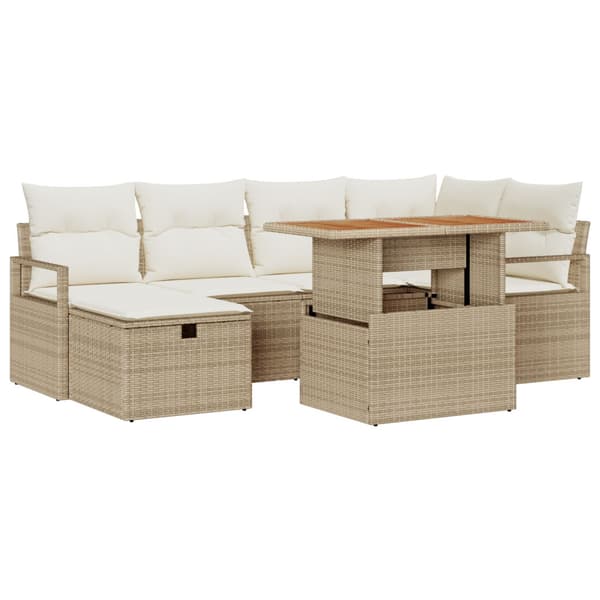 Trädgårdsoffset 7 pcs Beige konstrotting