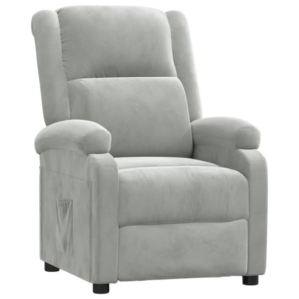 Reclinerfåtölj ljusgrå sammet