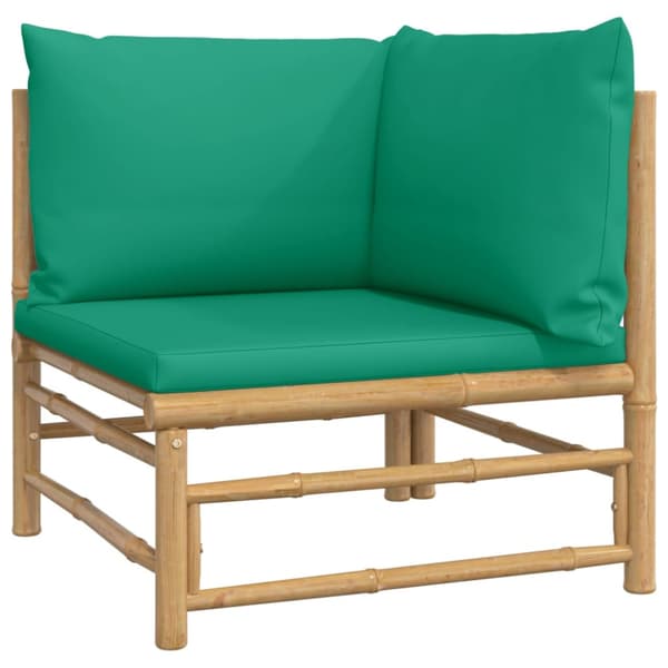 Loungegrupp 6 delar gröna dynor bambu