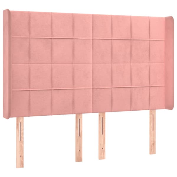 Ramsäng med madrass rosa & LED 140x200 cm sammet