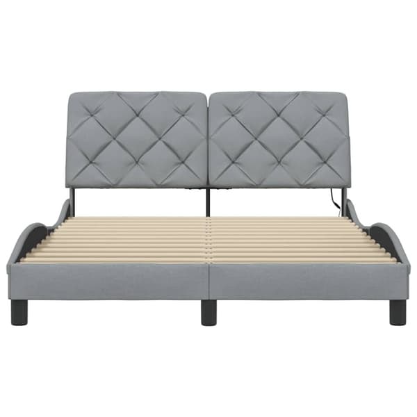 Bed Frame with LED without Mattress Light Grey 140x190 cm Fabric