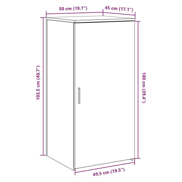 Förvaringsskåp vit 50x45x103,5 cm konstruerat trä