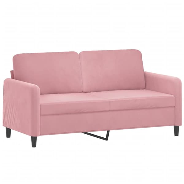 2-sitssoffa med prydnadskuddar rosa 140 cm sammet