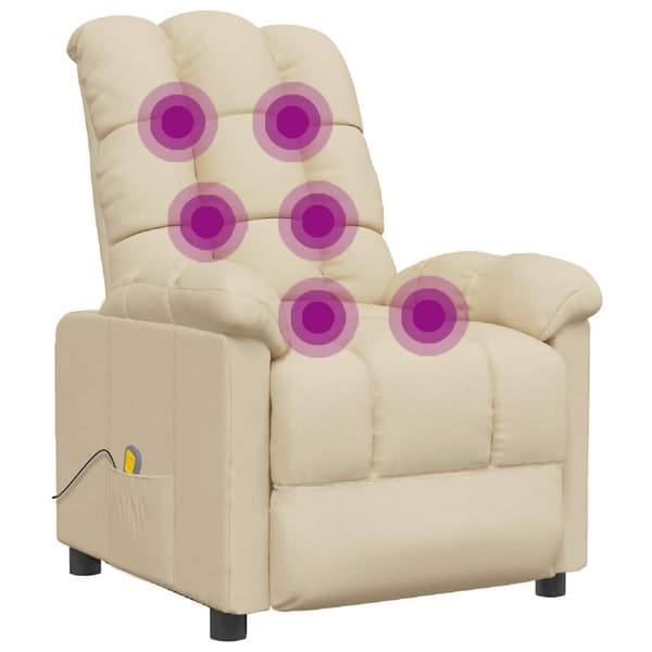 Massagefåtölj gräddvit tyg