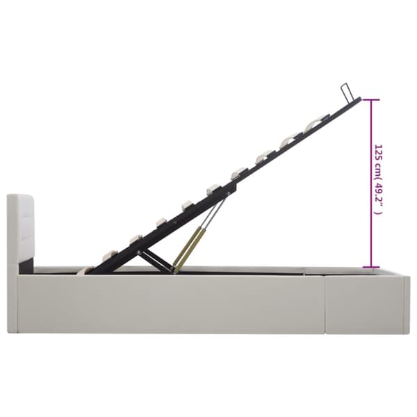 Sängram hydraulisk förvaring vit konstläder 90x200 cm