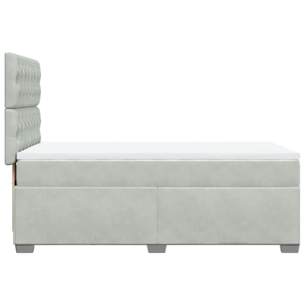 Ramsäng med madrass ljusgrå 100x200 cm sammet